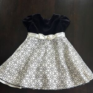 George Black and White Floral Kids Formal Dress